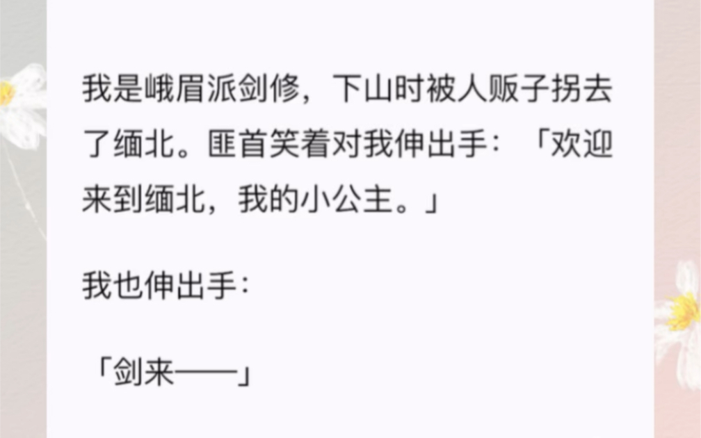 [图]我是峨眉派剑修，下山时被人贩子拐去了缅北。匪首笑着对我伸出手：「欢迎来到缅北，我的小公主。」我也伸出手：「剑来——」