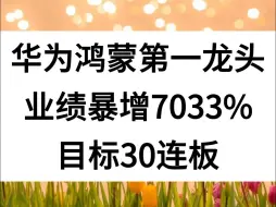 下载视频: 华为鸿蒙第一龙头业绩暴增7033%，目标30连板