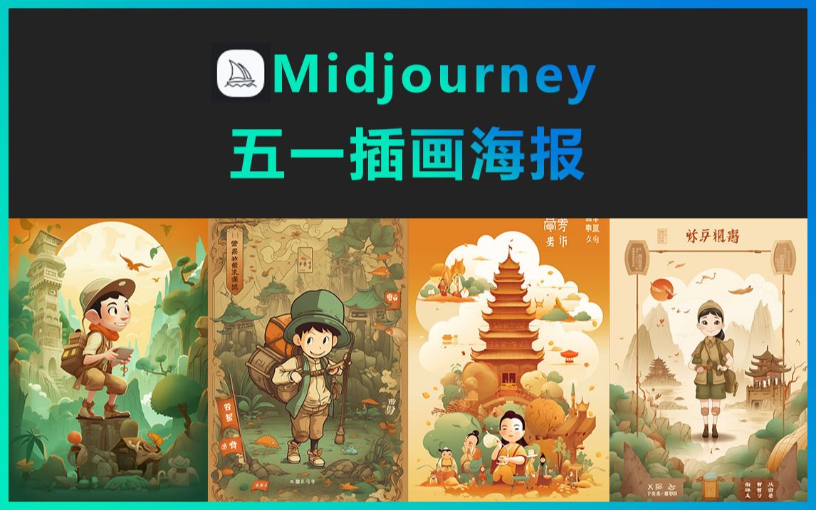 Midjourney五一插画海报哔哩哔哩bilibili