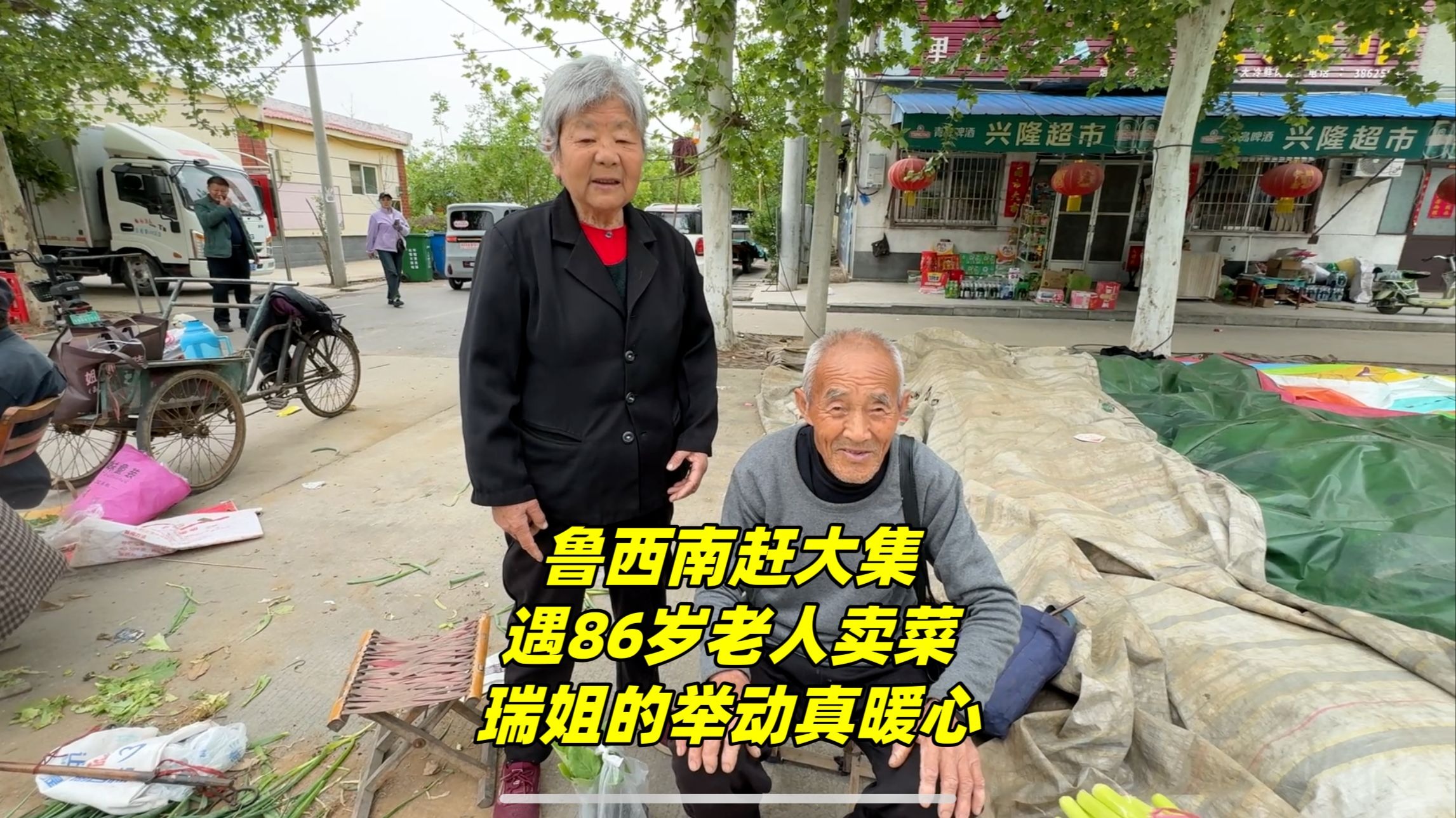 鲁西南赶大集，遇86岁大爷卖菜，瑞姐的举动让老夫妇连连道谢-北京瑞姐-北京瑞姐-哔哩哔哩视频