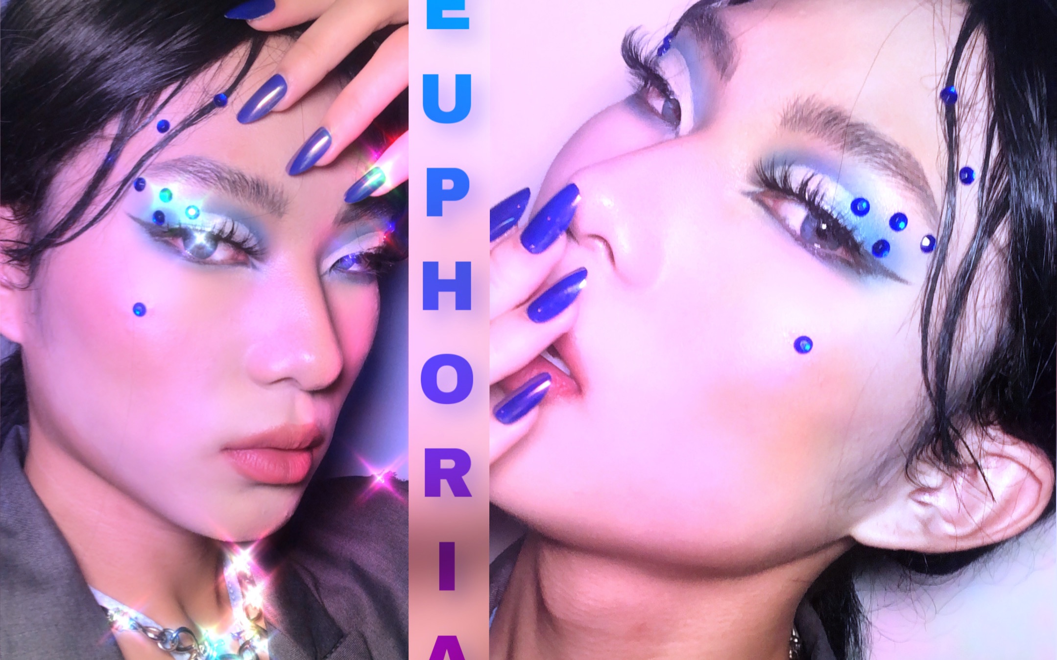euphoria灵感妆容高级迷离钻石风眼妆