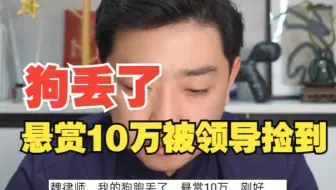 狗走丢了悬赏10万被领导捡到违法吗？