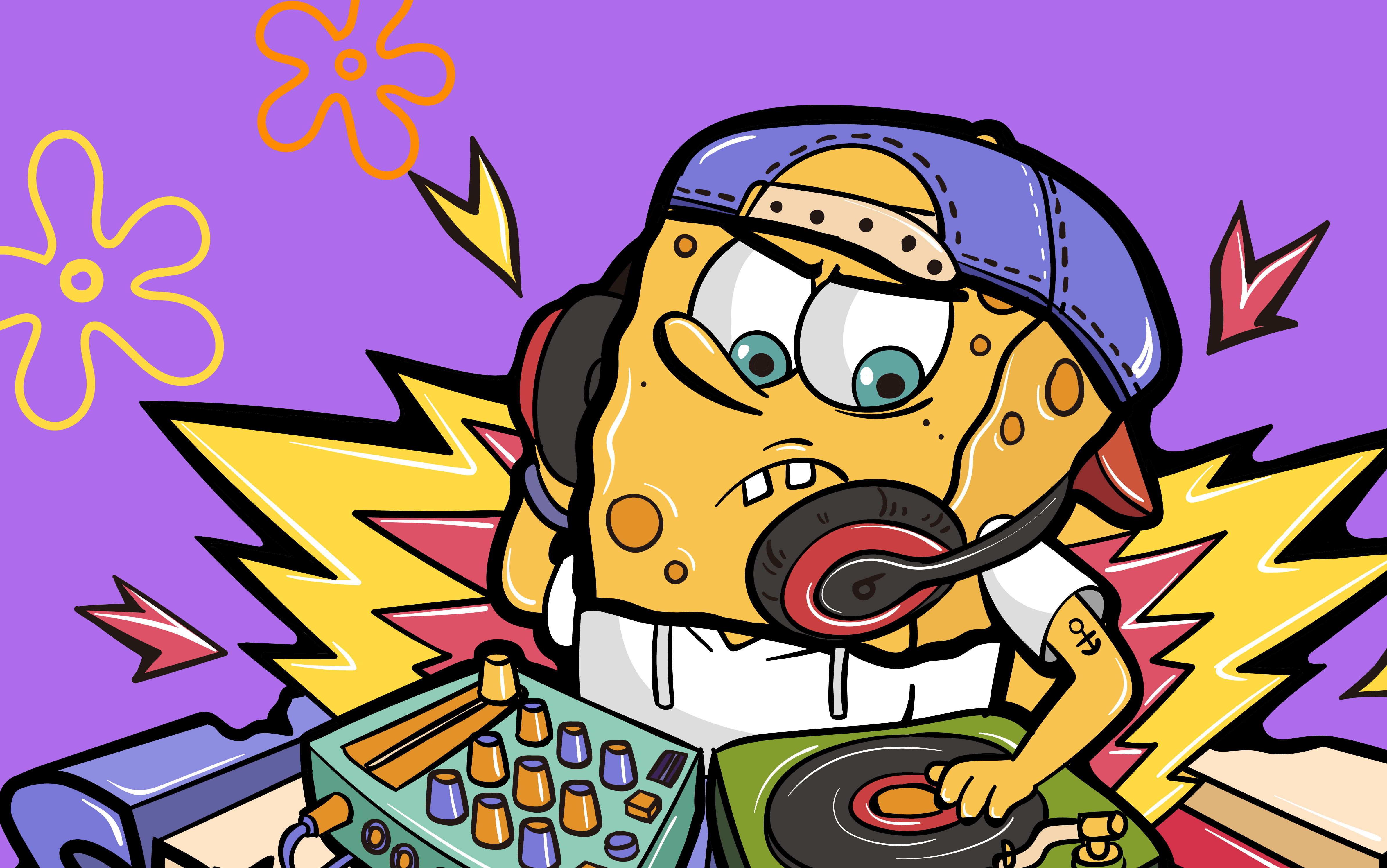 【江南皮革厂】疯狂踩点,海绵宝宝在线蹦迪【商业插画】