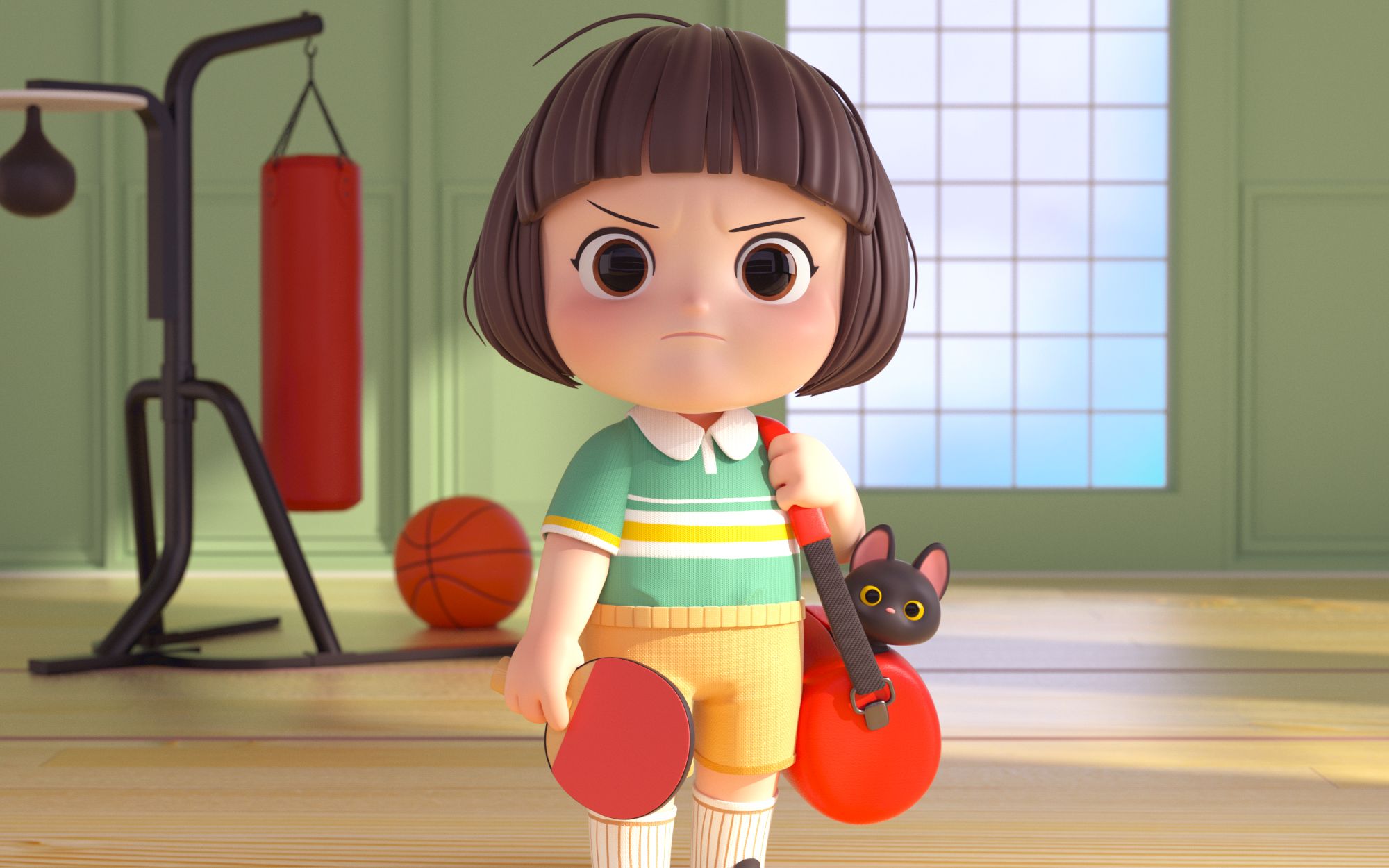 【zbrush卡通建模教程】打乒乓球的女孩快速制作流程