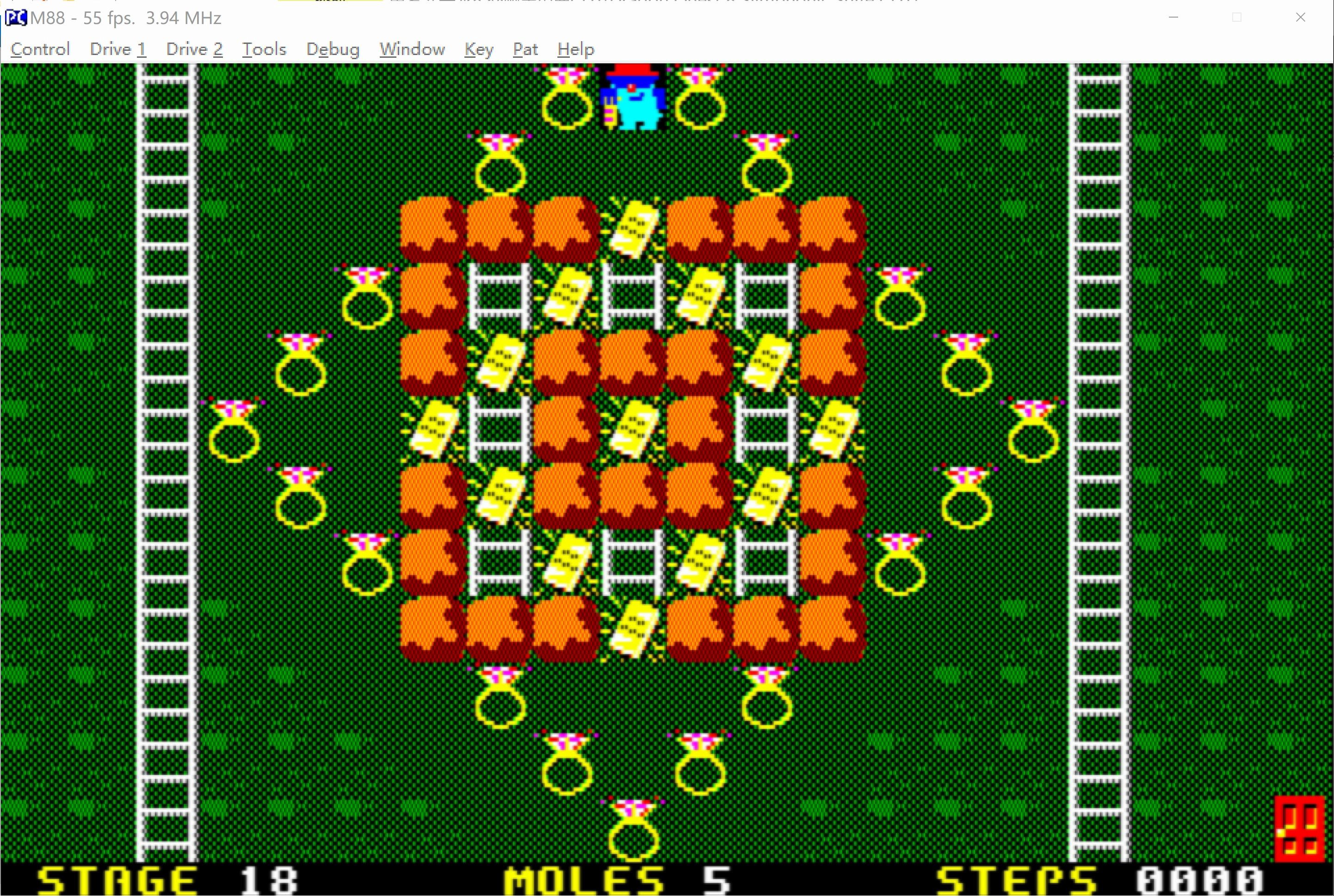 mole mole2专家模式第18关(pc88,1986年4月)难易度:中 ,附下一关预告