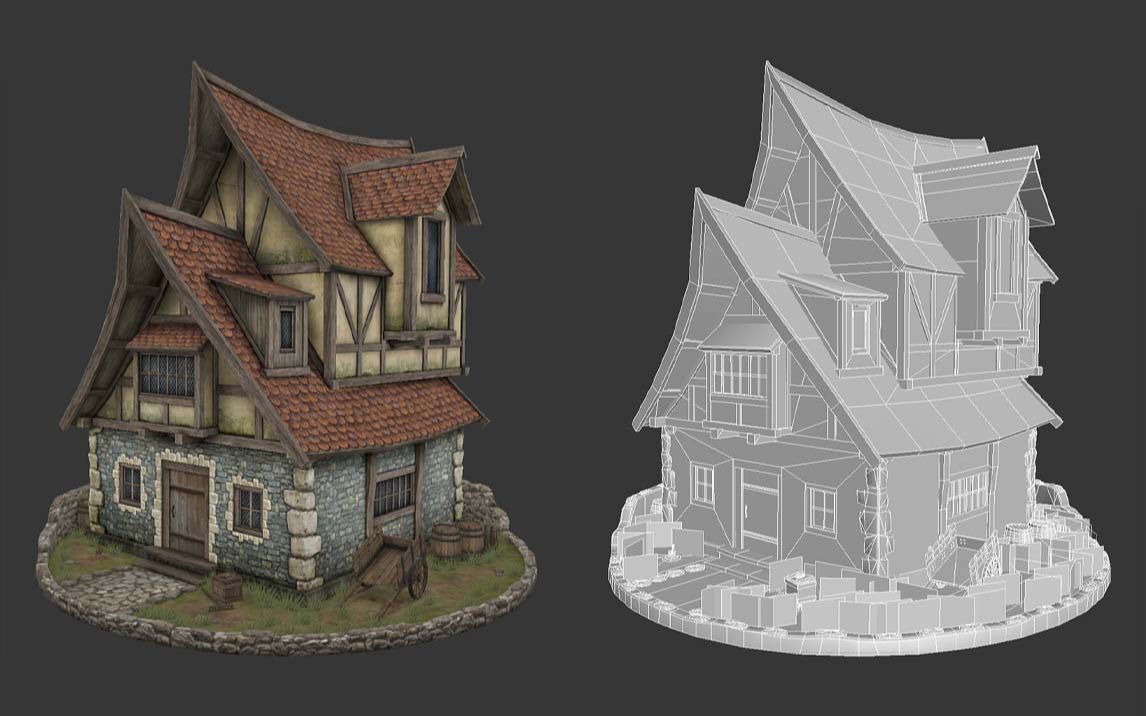 【3dmax场景建模】零基础场景建模古建筑案例制作学习 3d游戏场景模型