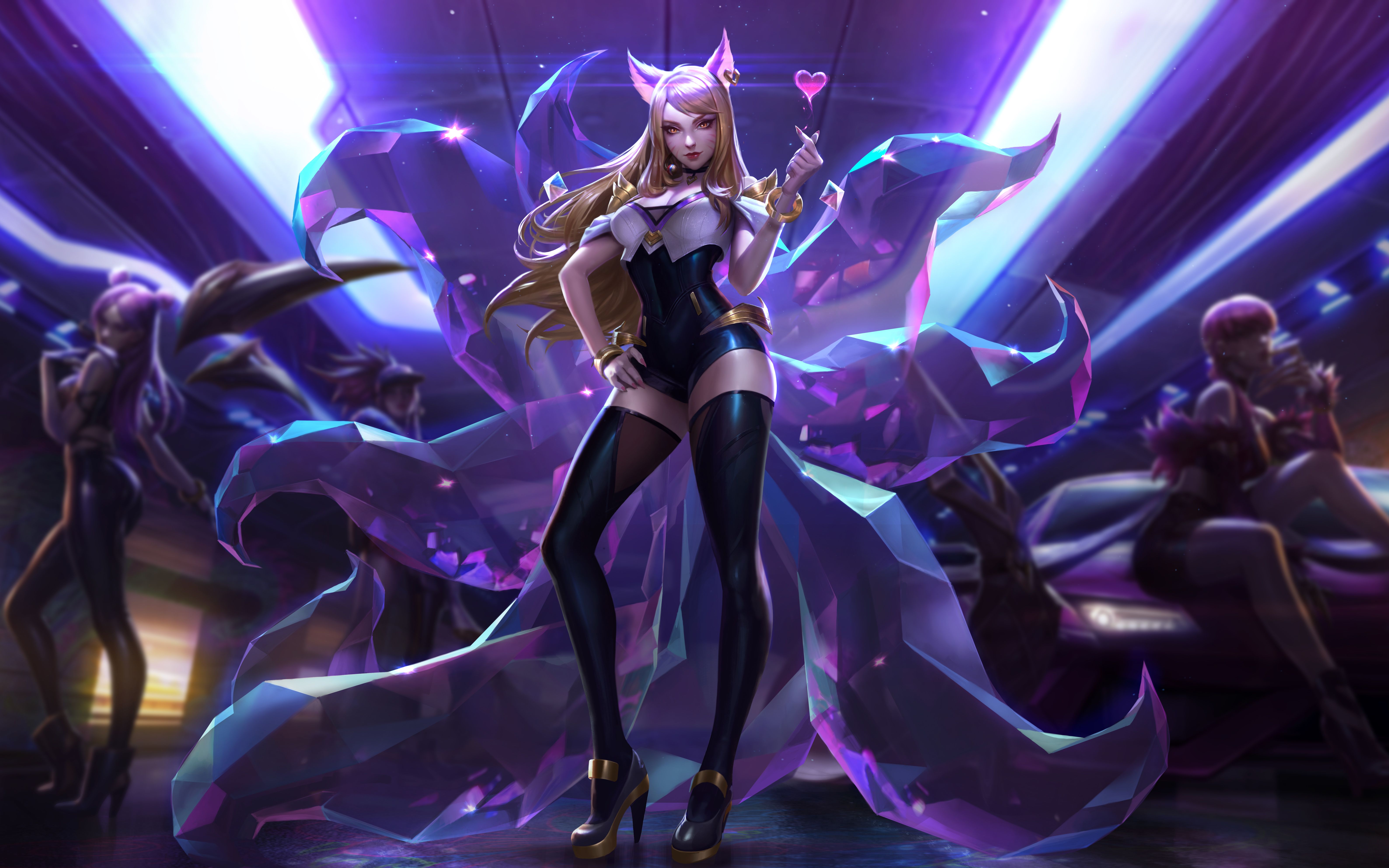 【极致诱惑】k/da女团pop/stars四屏同步—s8现场 双重官方mv 练习室