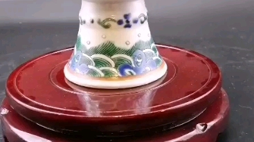 中国美術 古玩 清代 同治 六角粉彩皮球花紋樣 高足盤