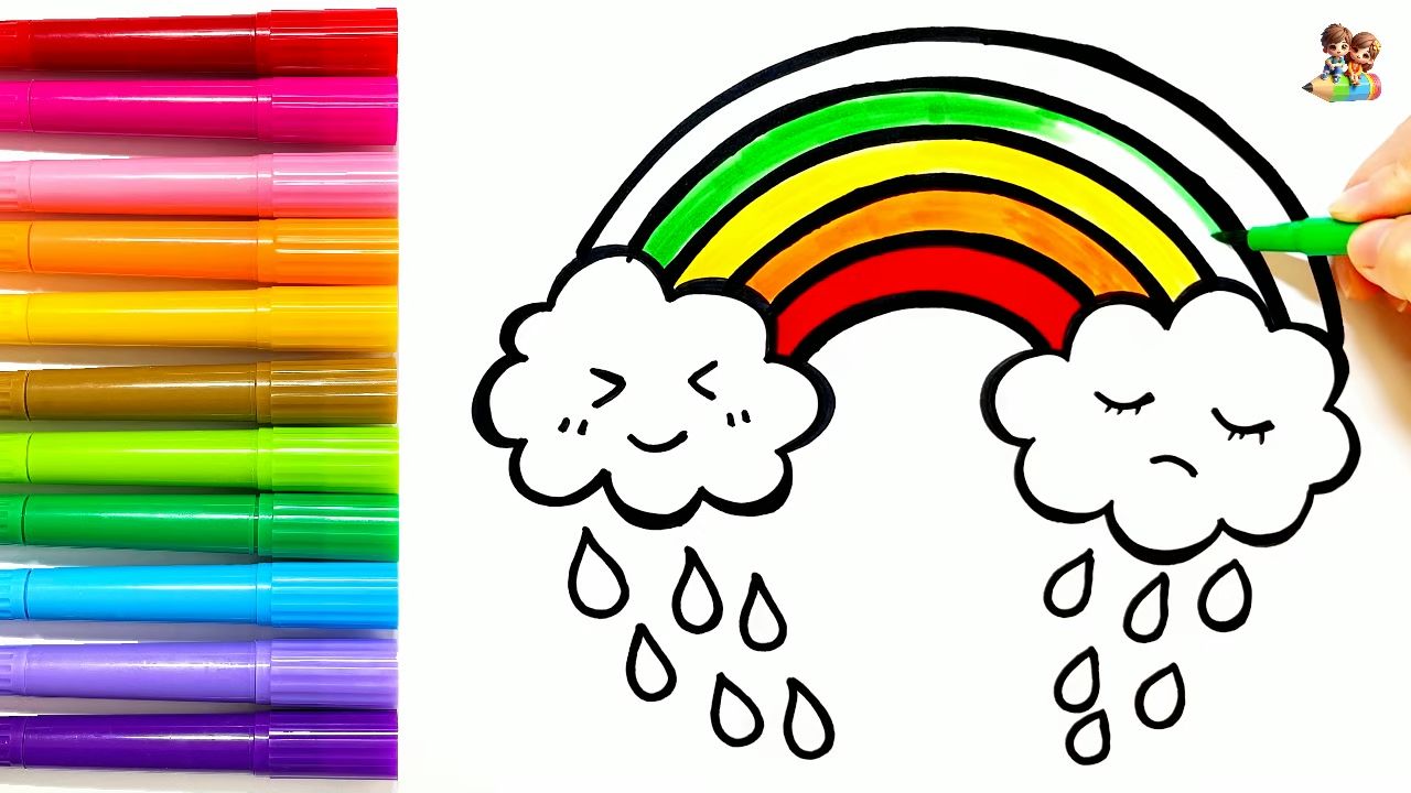【儿童简笔画】教宝宝识别身边可爱物品,如何画彩虹雨