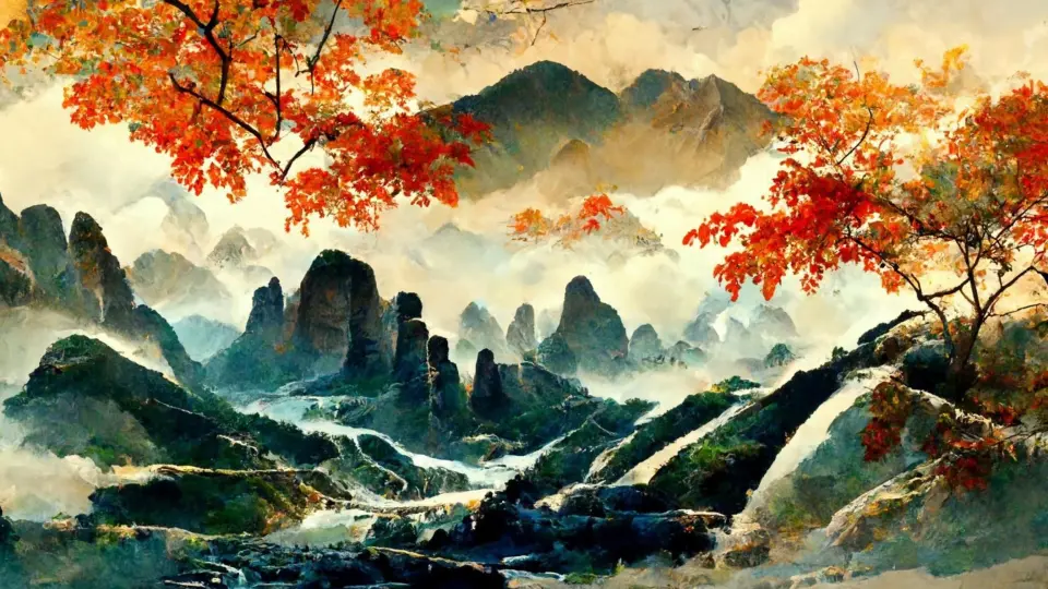 ai绘画，中国风风景画，midjourney绘画分享_哔哩哔哩_bilibili