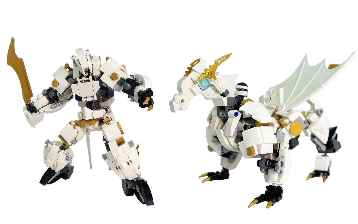 乐高moc作品 幻影忍者 赞的神龙机甲 变形展示_哔哩哔哩_bilibili