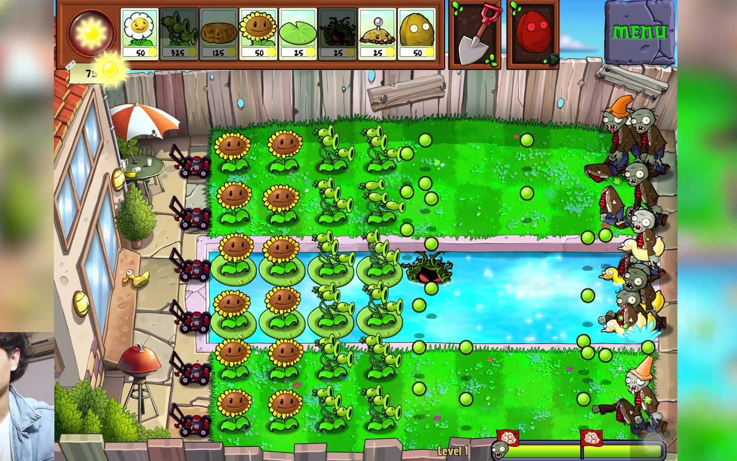 2周目 【三发射手】pvz pool level 1 植物大战僵尸池塘第一关