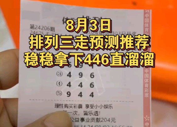 8月3日排列三走预测推荐,稳稳拿下446直溜溜哔哩哔哩bilibili