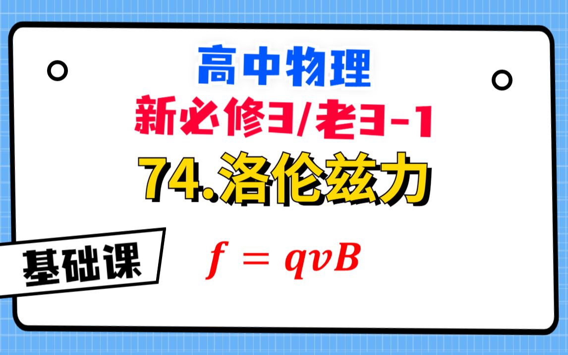 【高中物理必修3系统课】74.洛伦兹力哔哩哔哩bilibili