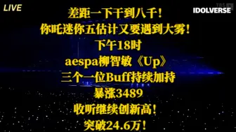 Download Video: 差距一下干到八千！aespa迷你五估计又要遇到大雾！下午18时，aespa柳智敏《Up》三个一位Buff持续加持，暴涨3489！收听继续创新高！突破24.6万