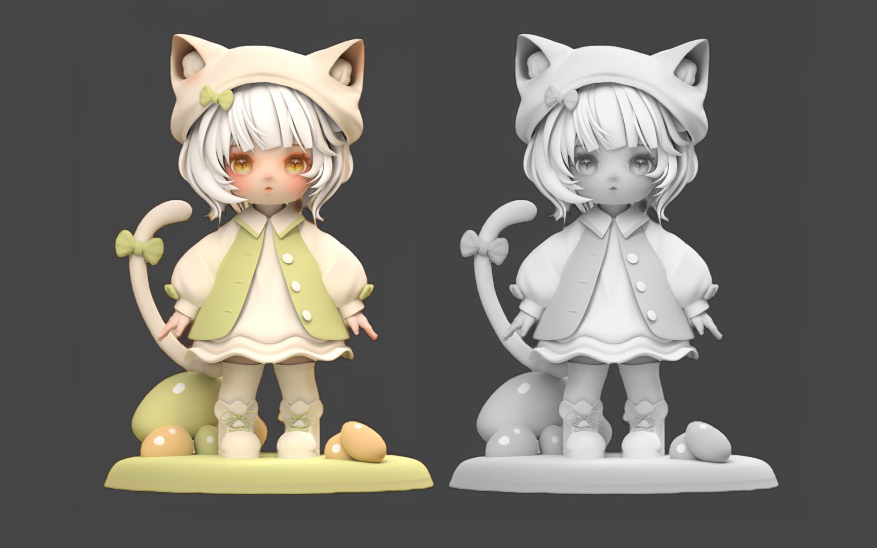 【zbrush手办建模】两小时建模一个价值500的手办外包(猫咪女孩),zb