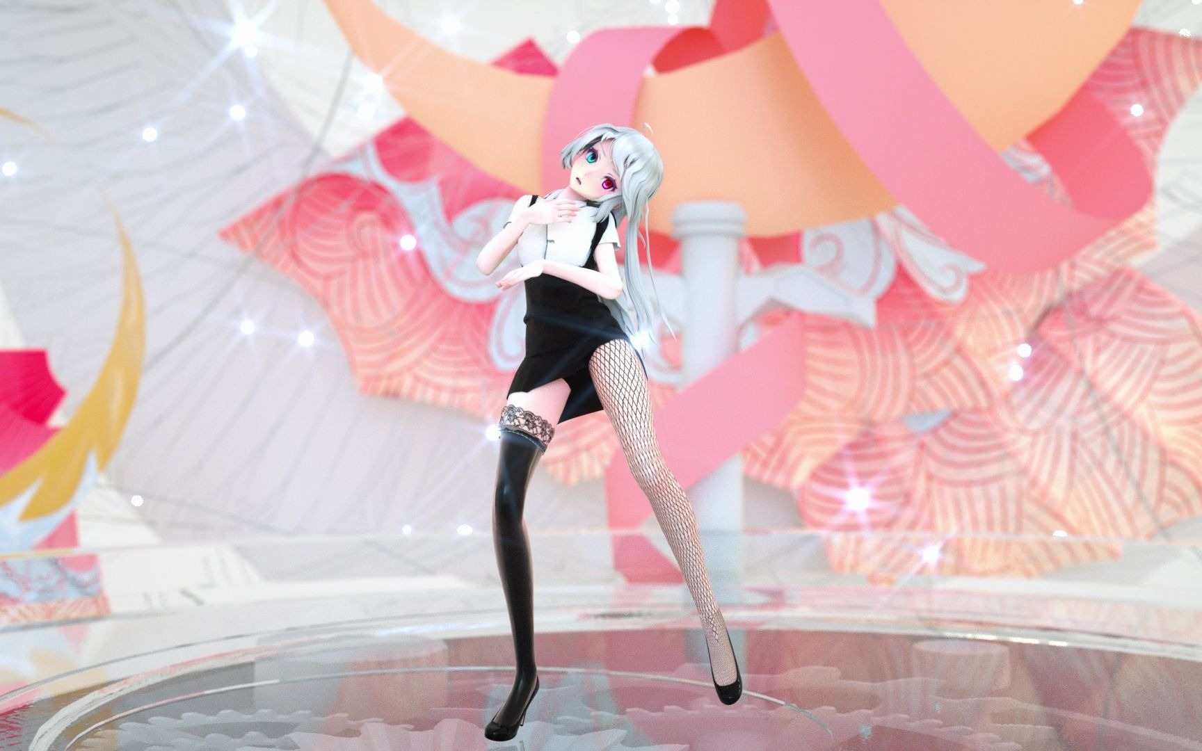 镜头固定版《网格黑丝》、MMD\C4D\布料解算\GIRL'S DAY  SOMETHING哔哩哔哩bilibili