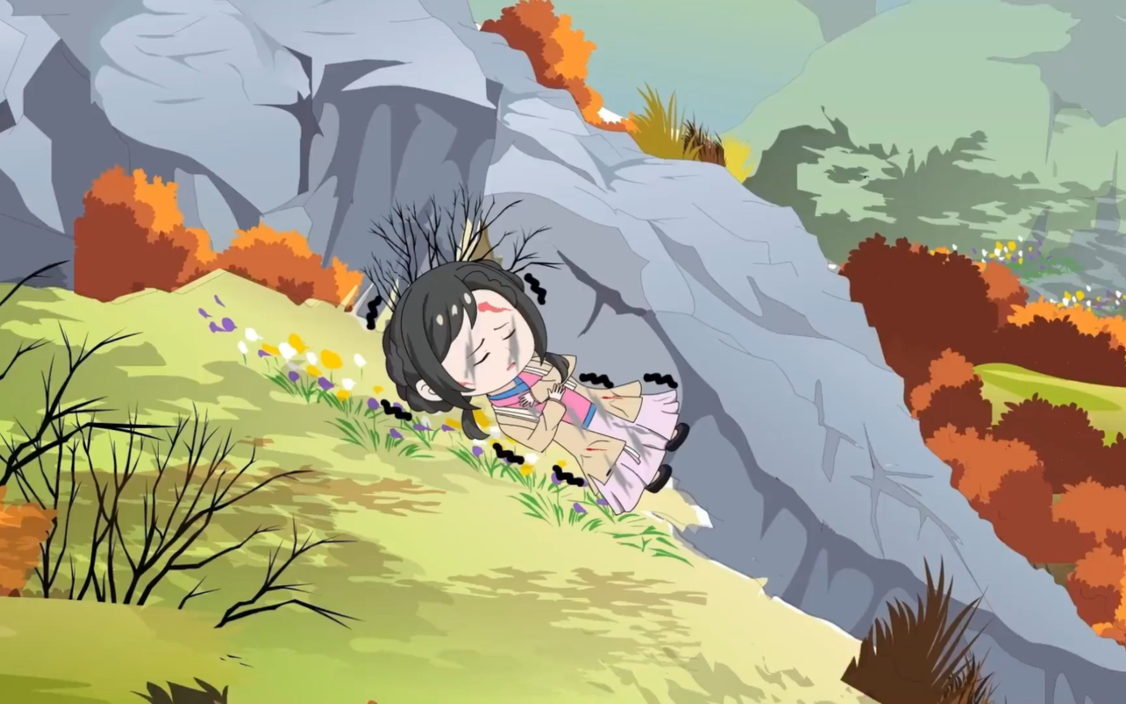 眼前这个小女孩被抛弃后山.奄奄一息的时候