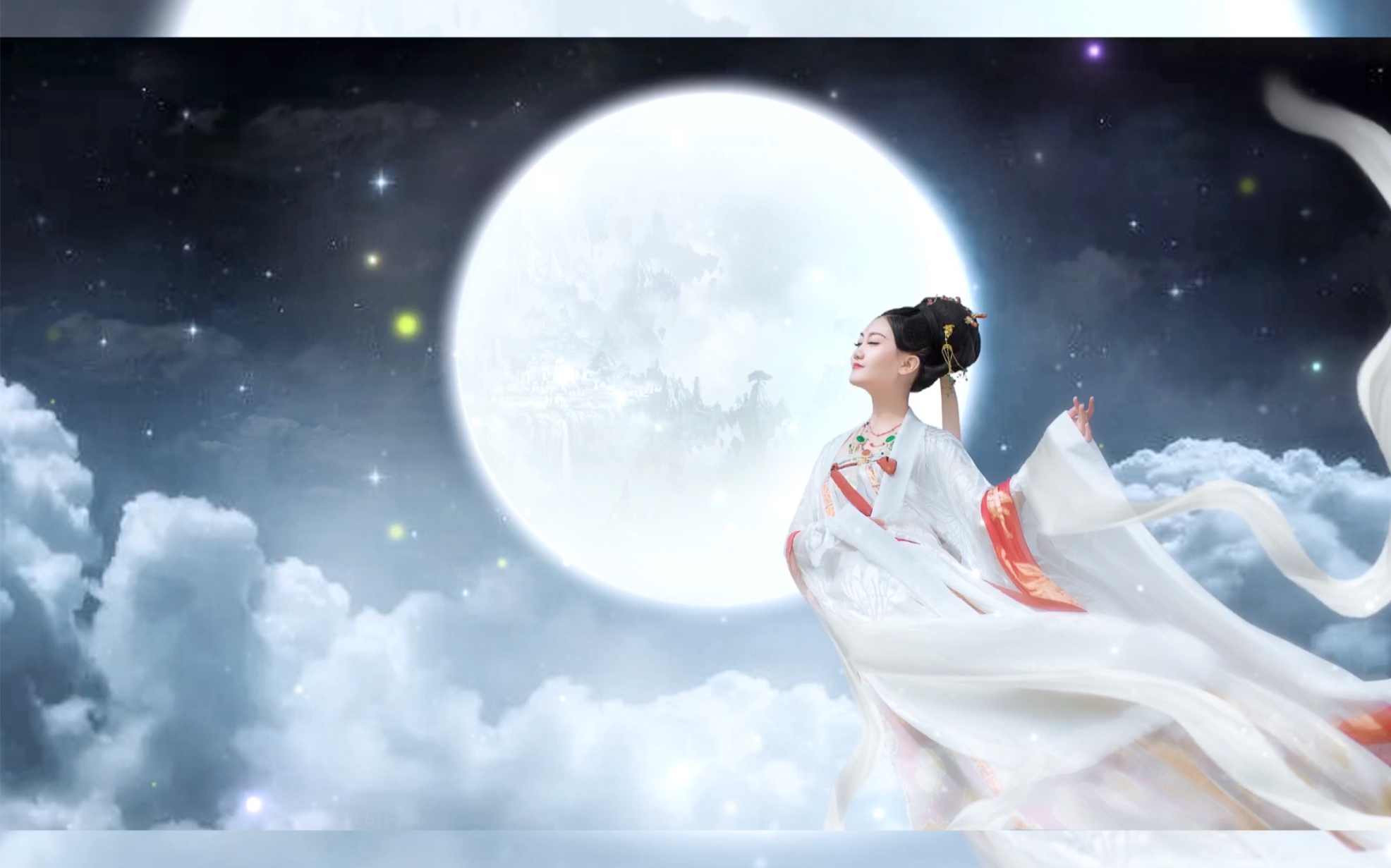 谁能想到这是在海边拍的嫦娥#汉服嫦娥发型 #中秋嫦娥奔月 #汉服摄影