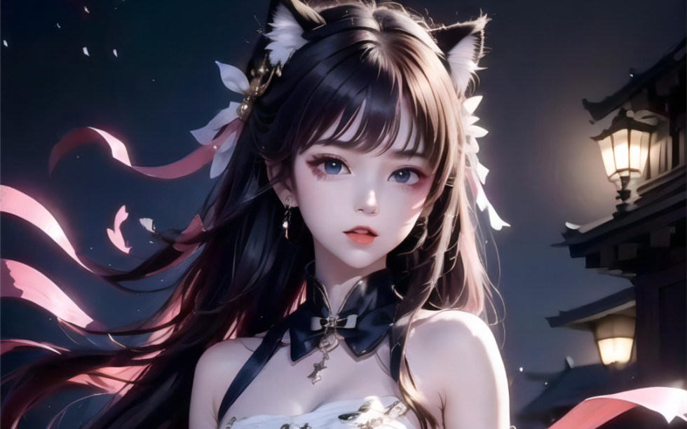 ai 绘画 猫耳少女