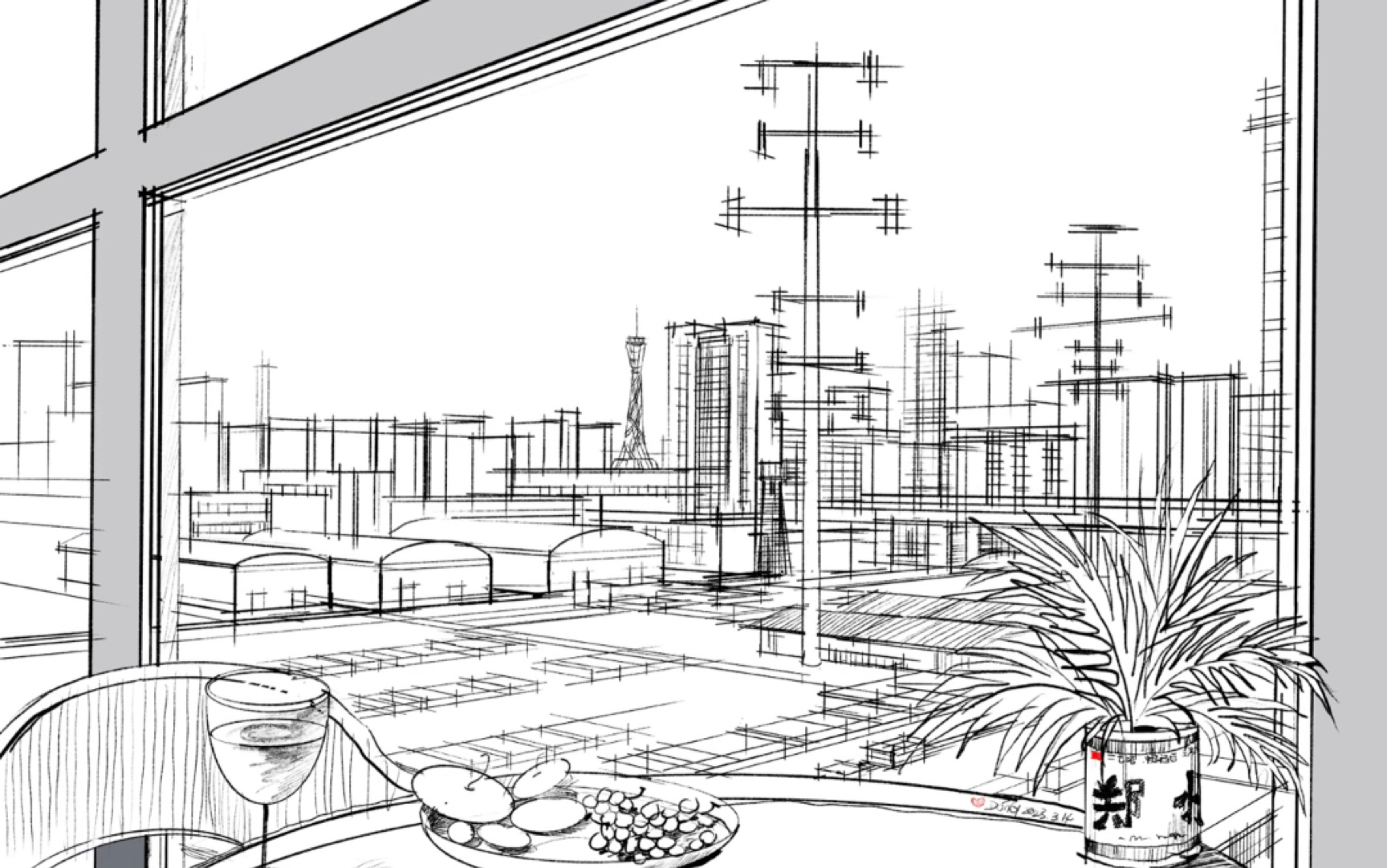 建筑鸟瞰图一中原福塔