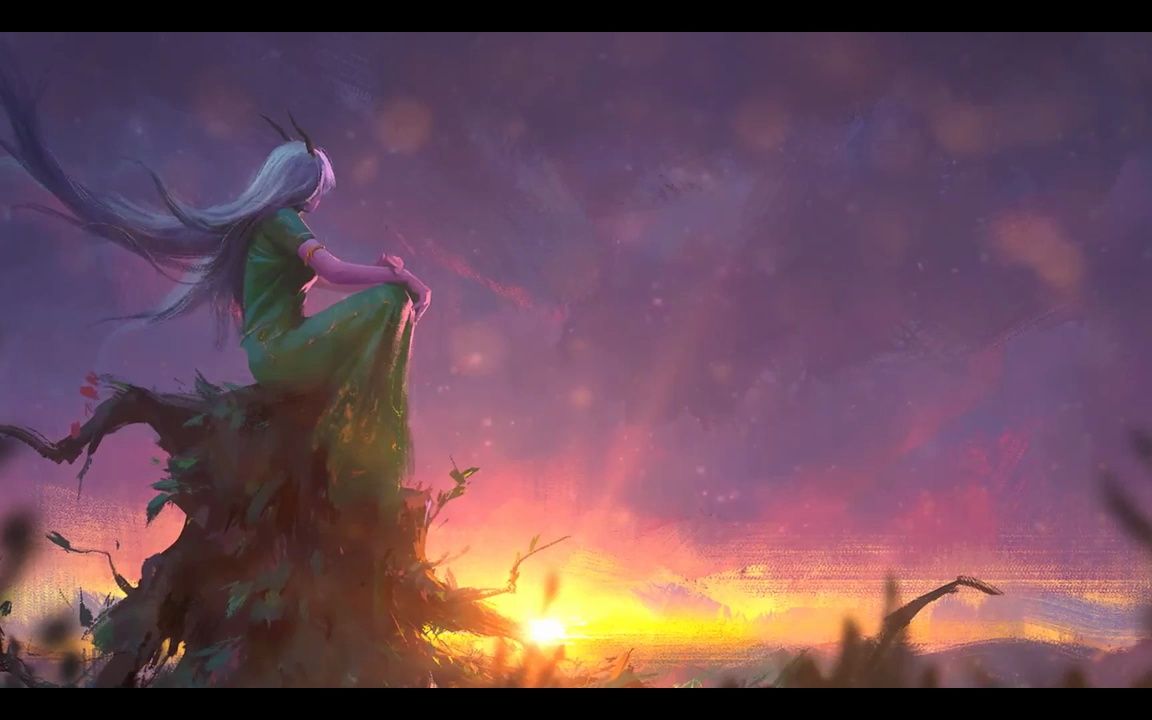 超唯美梦幻童话世界卡通美女大树小草天空太阳日出希望梦想二次元街舞