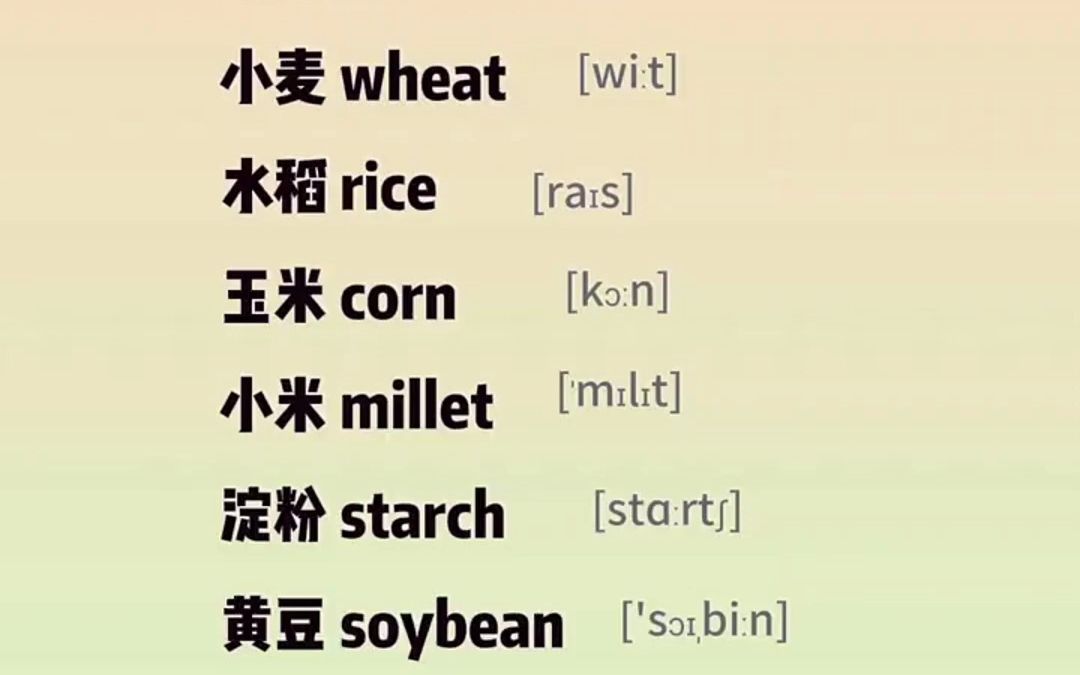 常见农作物英文单词#分类记单词#短语#学英语 #口语 一起学口语#shorts哔哩哔哩bilibili