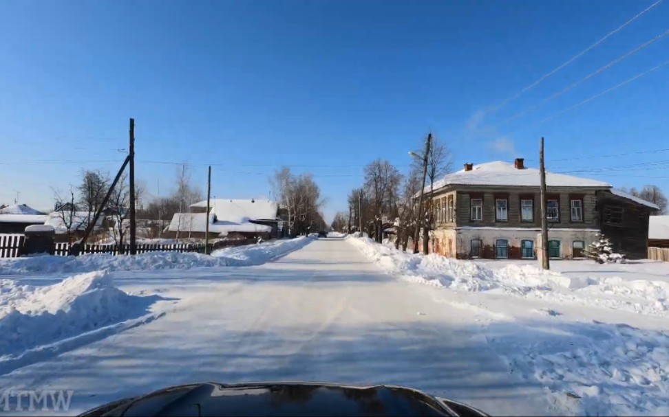 [图]冬天驾驶在桑丘尔斯克 - 俄罗斯街景 | Sanchursk - Scenic Drive - Winter road - Follow Me