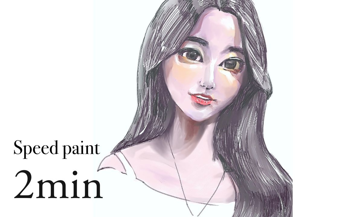 [图][2分钟内的视频]digital paint 用数码画出逼真的女孩画像