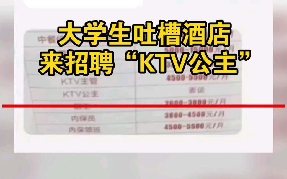 大学生吐槽酒店来校招聘“KTV公主”,企业:拿错宣传海报哔哩哔哩bilibili