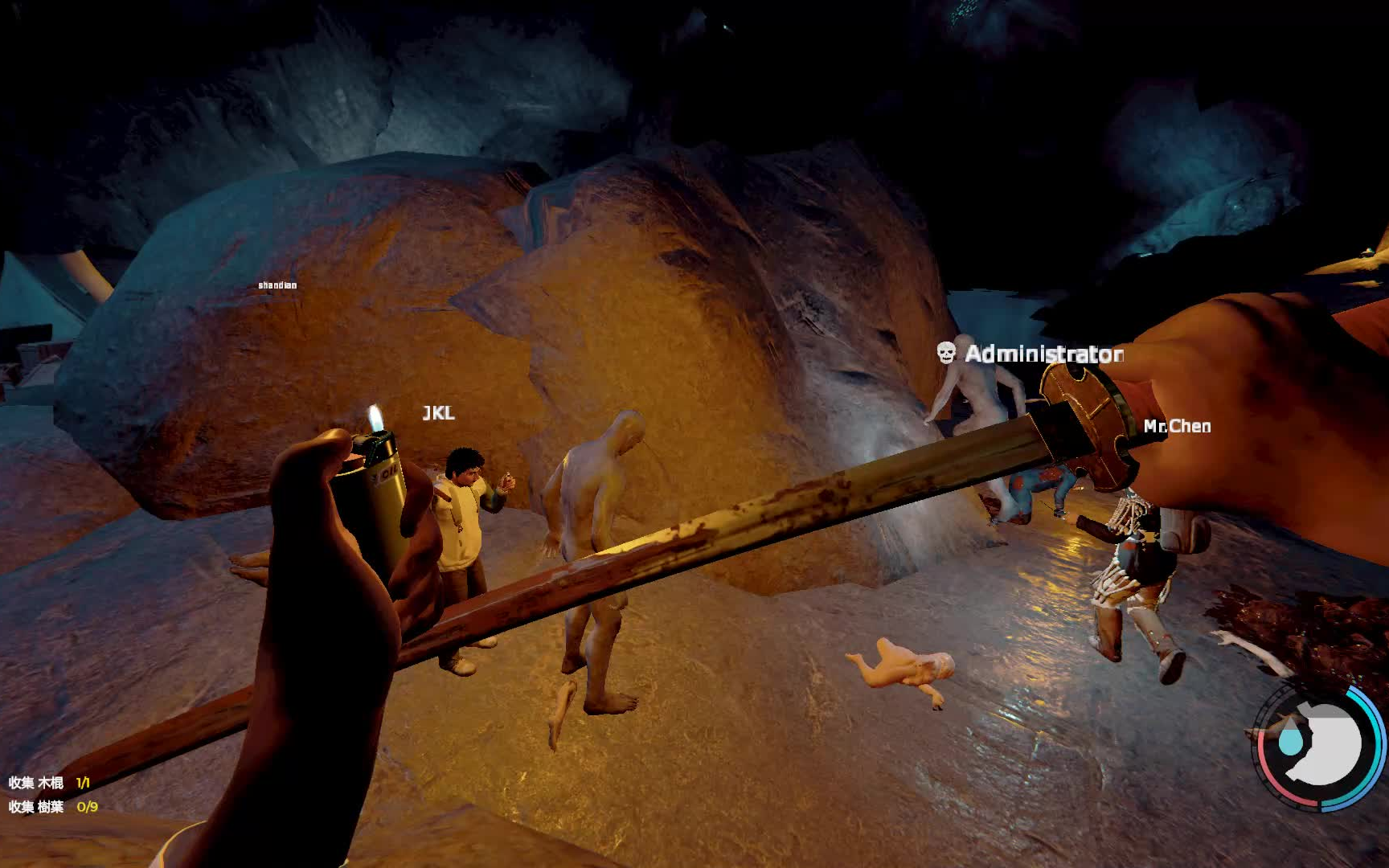 森林theforest四人小岛洞穴旅游实况第二集