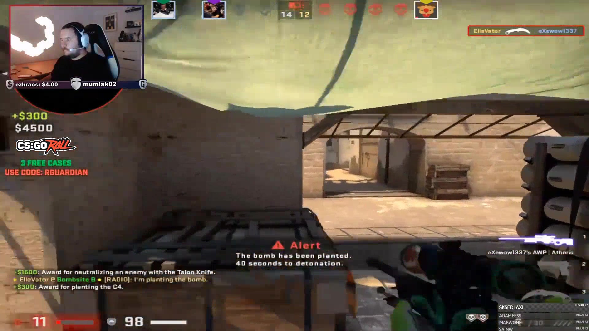 【csgo】s1mple被队友闪搞死了 令人窒息的跳狙 twitch片段