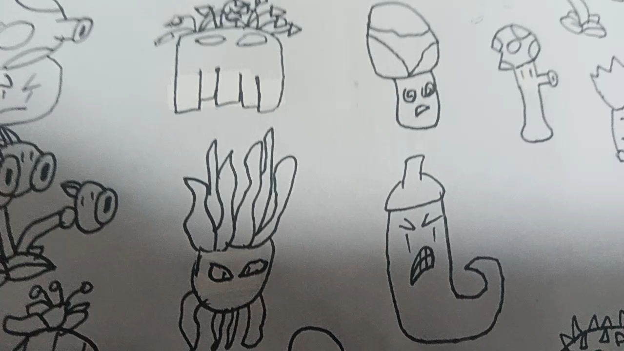 快画一个小时了,第一次画这么认真,植物大战僵尸图鉴,一代二代画风都