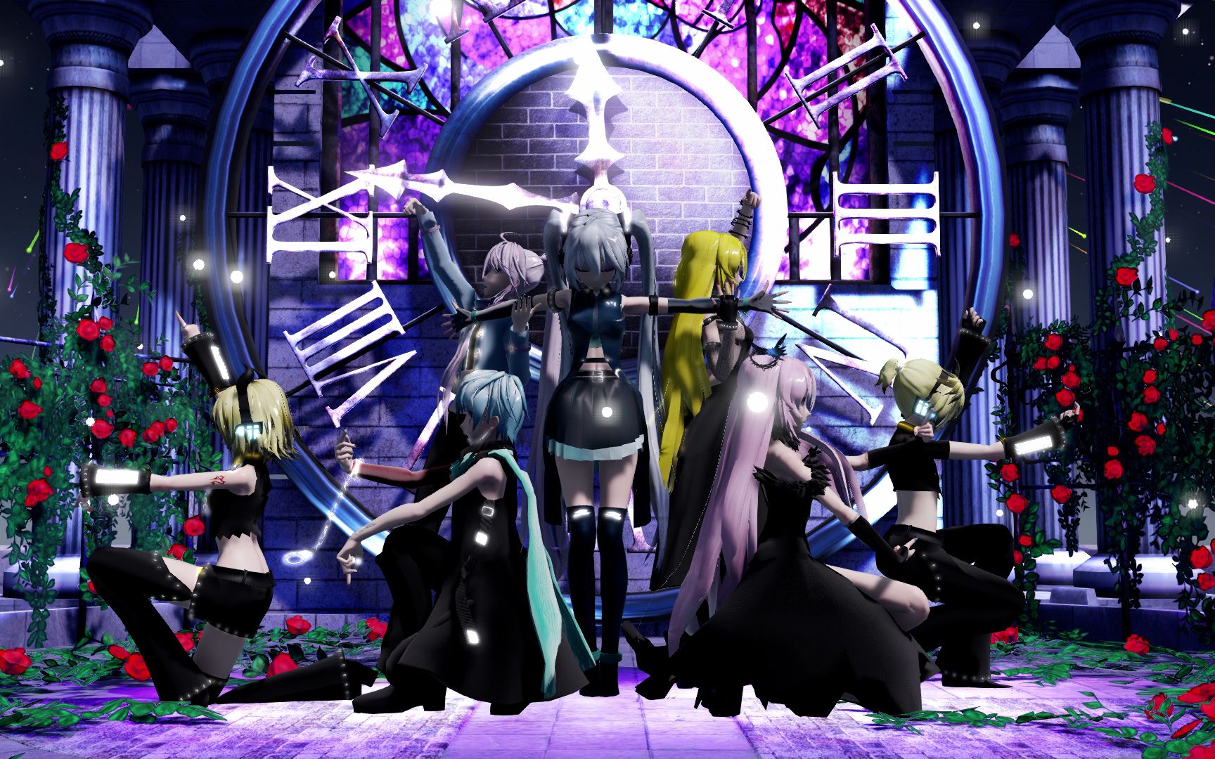 mmd初音未来歌姬计划,crazy night狂欢之夜,初音家族7人组