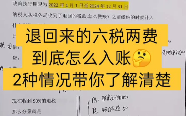 会计实操丨退回来的六税两费减免税款到底应该怎么入账丨零基础学会计哔哩哔哩bilibili