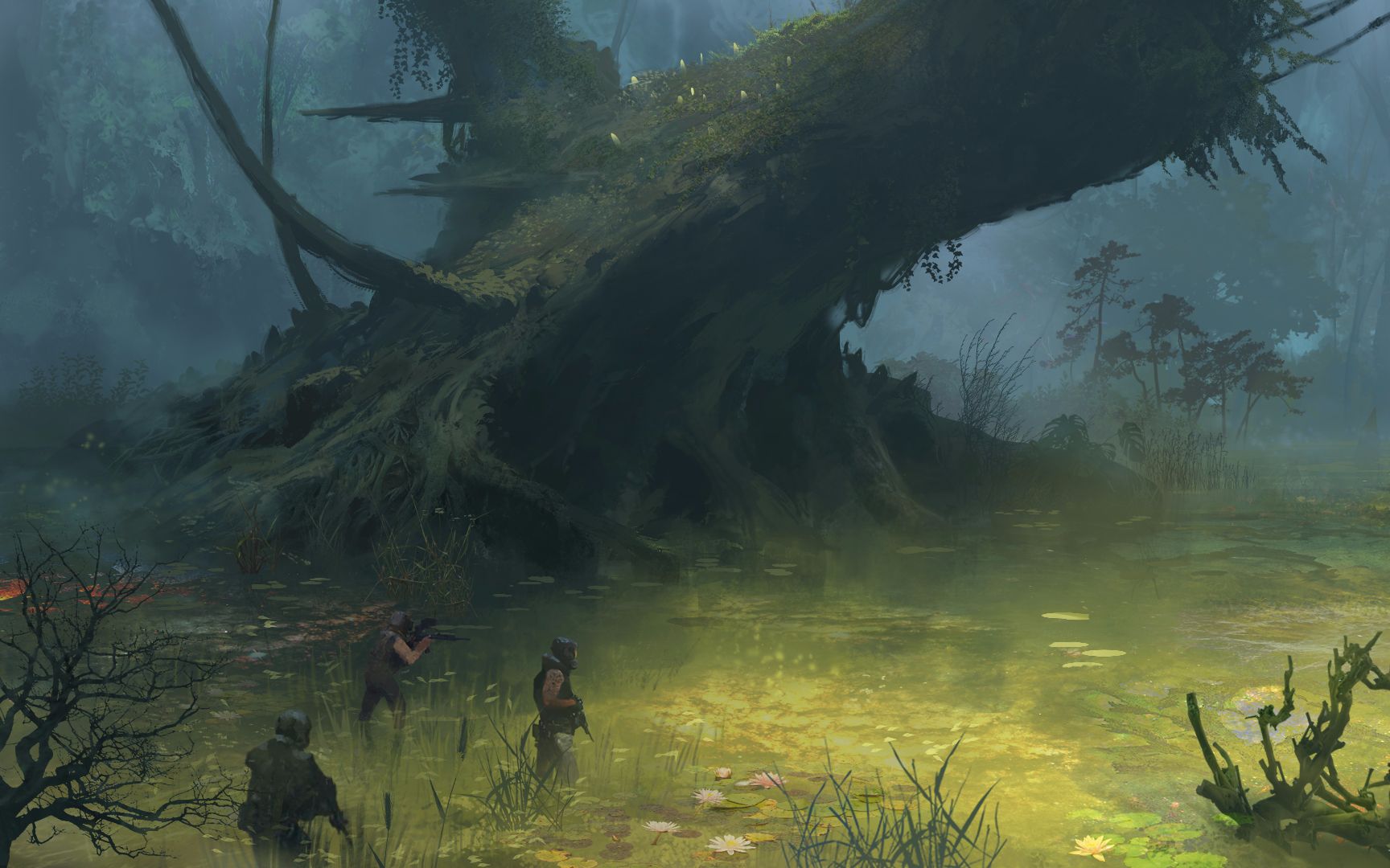 丛林小分队概念场景绘制过程原创概念设计氛围图