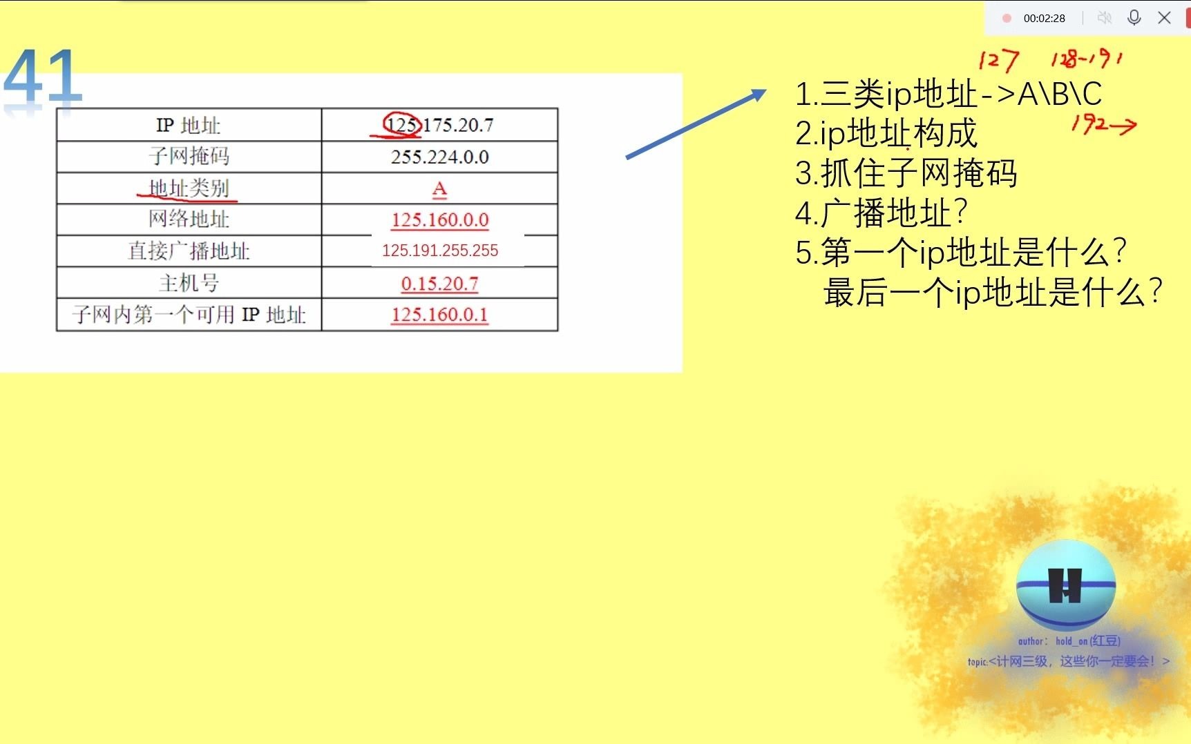 计网三级视频1综合题41题求解ip地址相应问题哔哩哔哩bilibili