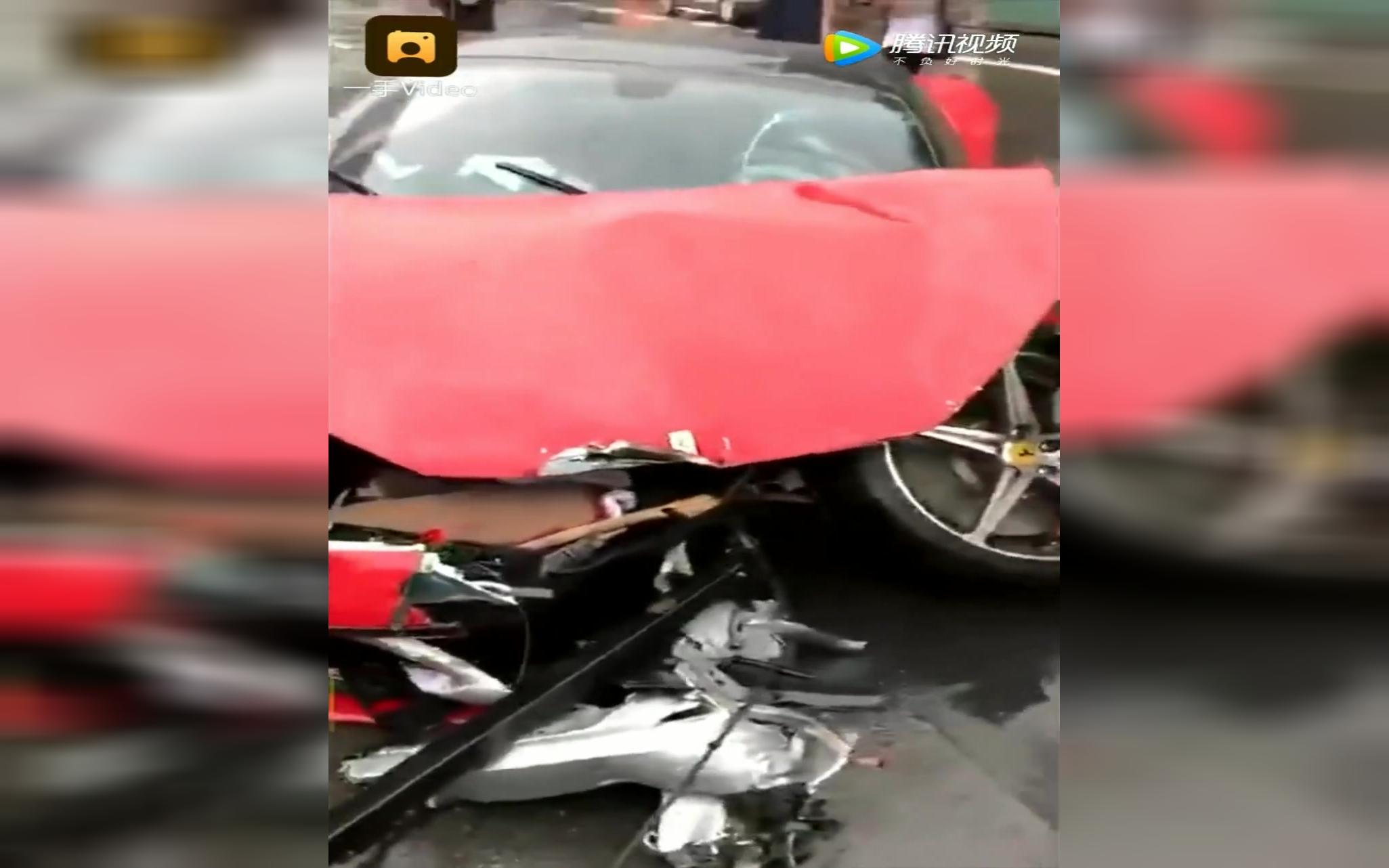 法拉利撞宝马女司机反正我的法拉利是租来的你看着办吧