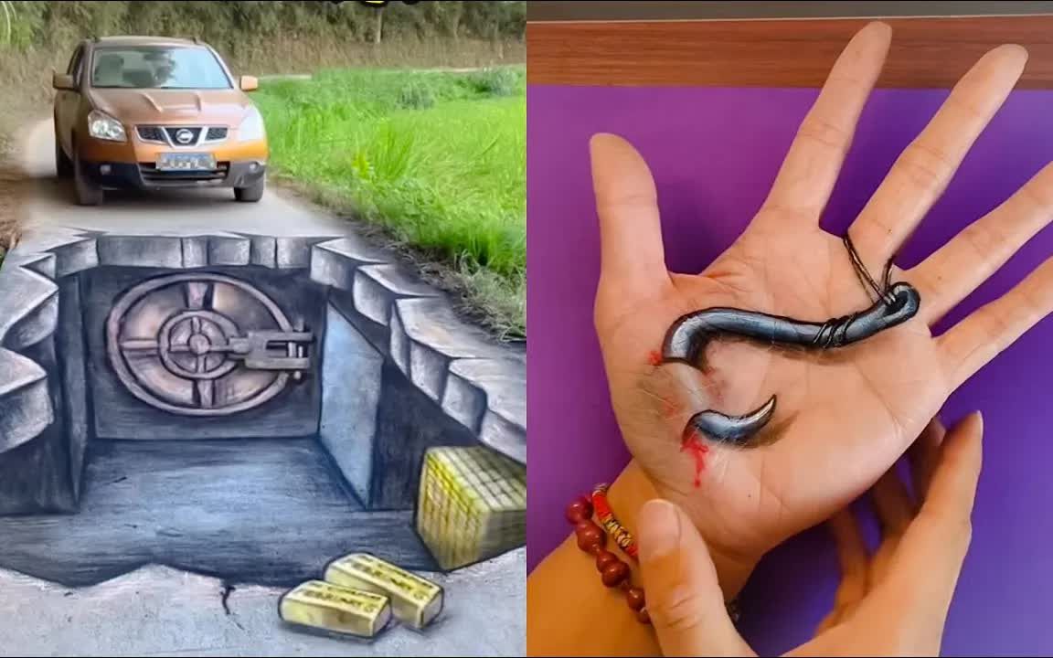 【3d画】教你如何在手上画这么逼真的蛇!