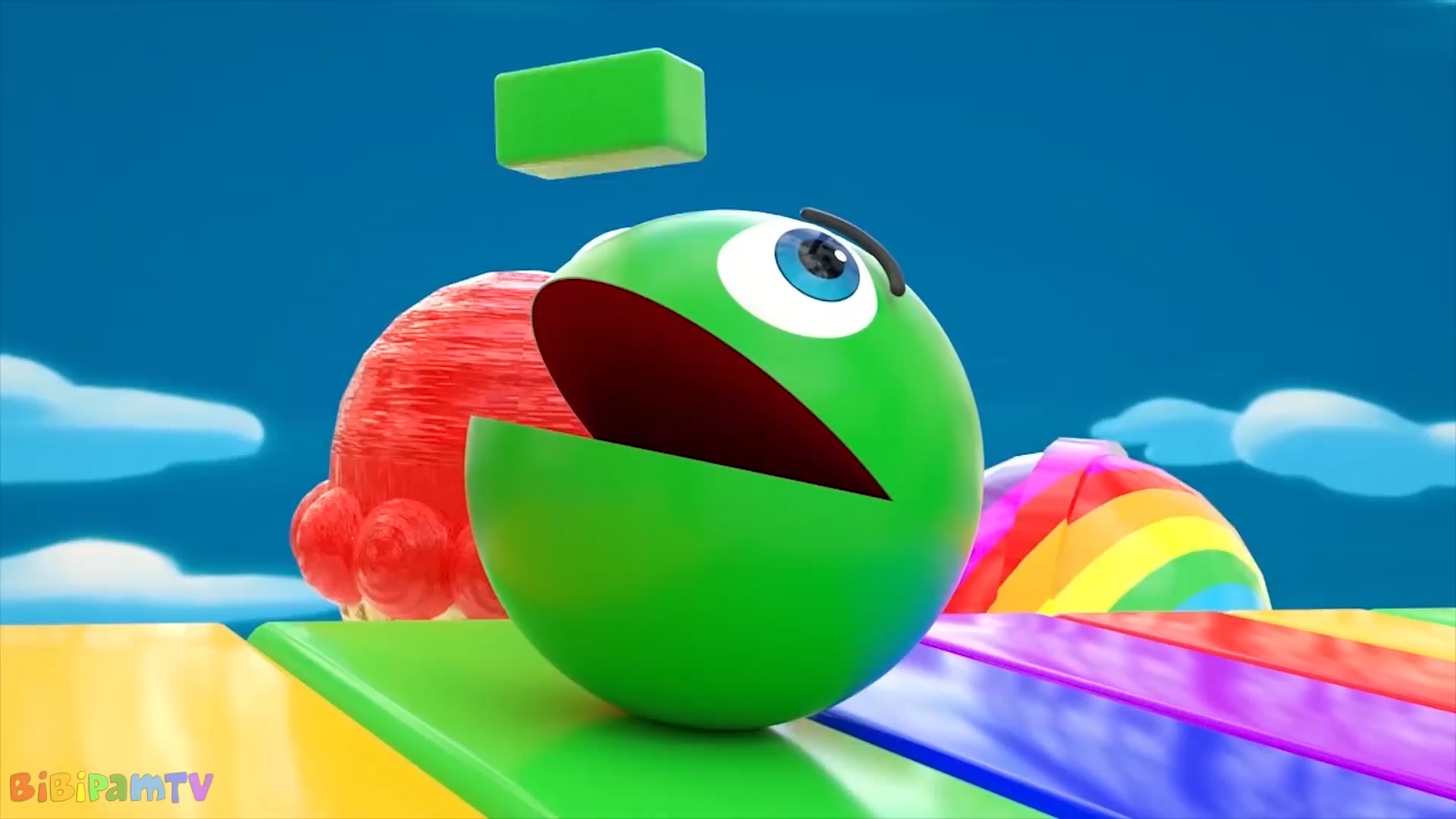 蓝色吃豆人吃着冰淇淋  被红色小飞龙吃掉了吗?吃豆人游戏