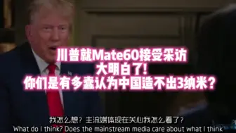 Télécharger la video: 川普就华为mate60接受采访，大明白了：你们是有多蠢才认为中国造不出3纳米？