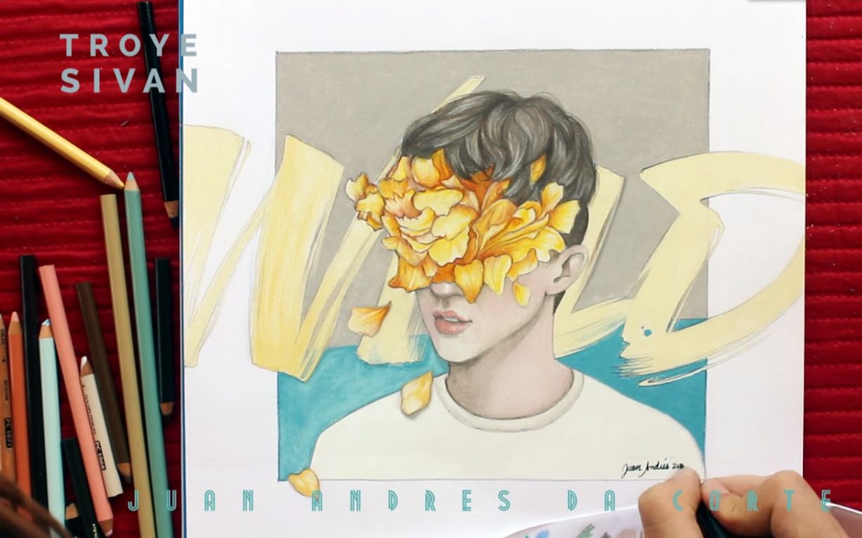 【彩铅手绘】【troye sivan】油管大触手绘wild专辑封面