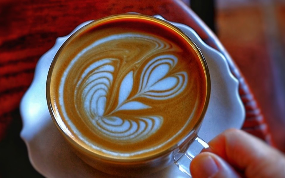 拿铁咖啡拉花 光圈郁金香