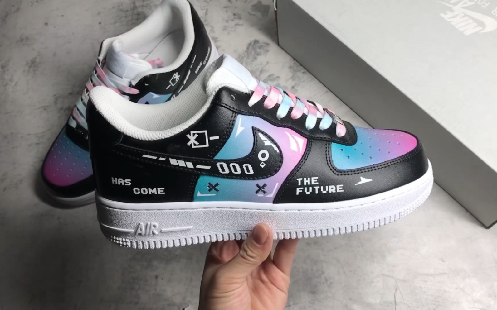 方位实拍】nike air force 1 low 黑武士 赛博朋克 未来游戏 电玩像素