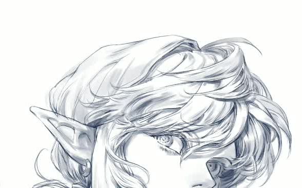 我真的馋这撮头发!(:pilyeon线稿)
