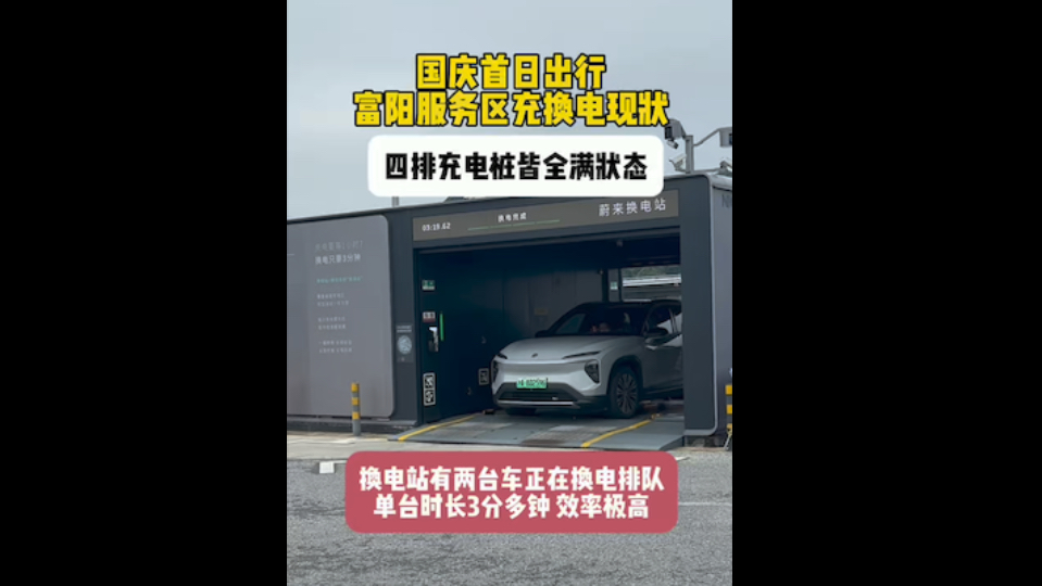 国庆首日出行富阳服务区充换电现状