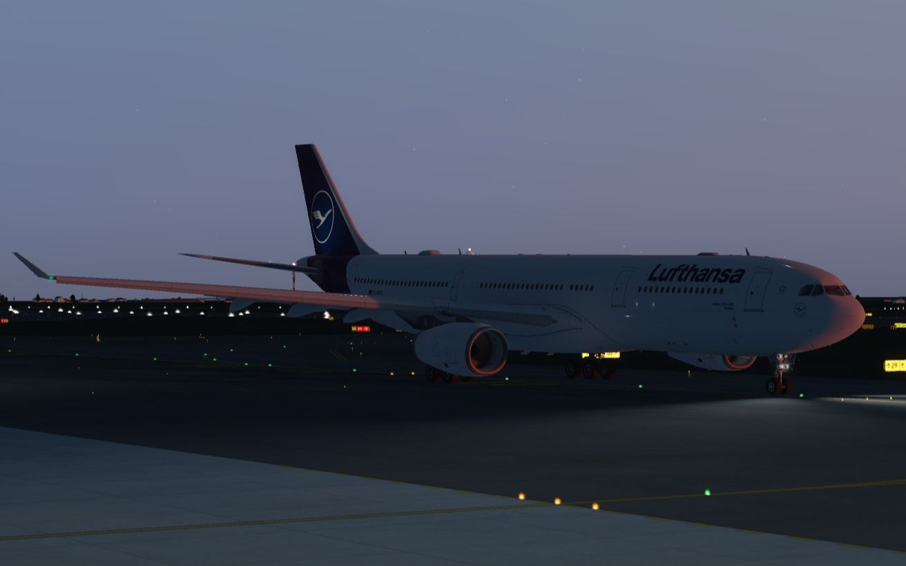 汉莎航空a330-343夜间侧风超轻落地法兰克福