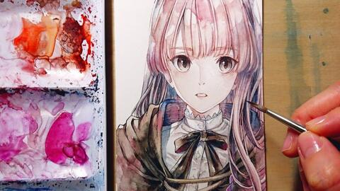 透明水彩 イラストメイキング Hexe Watercolor Painting 哔哩哔哩 Bilibili