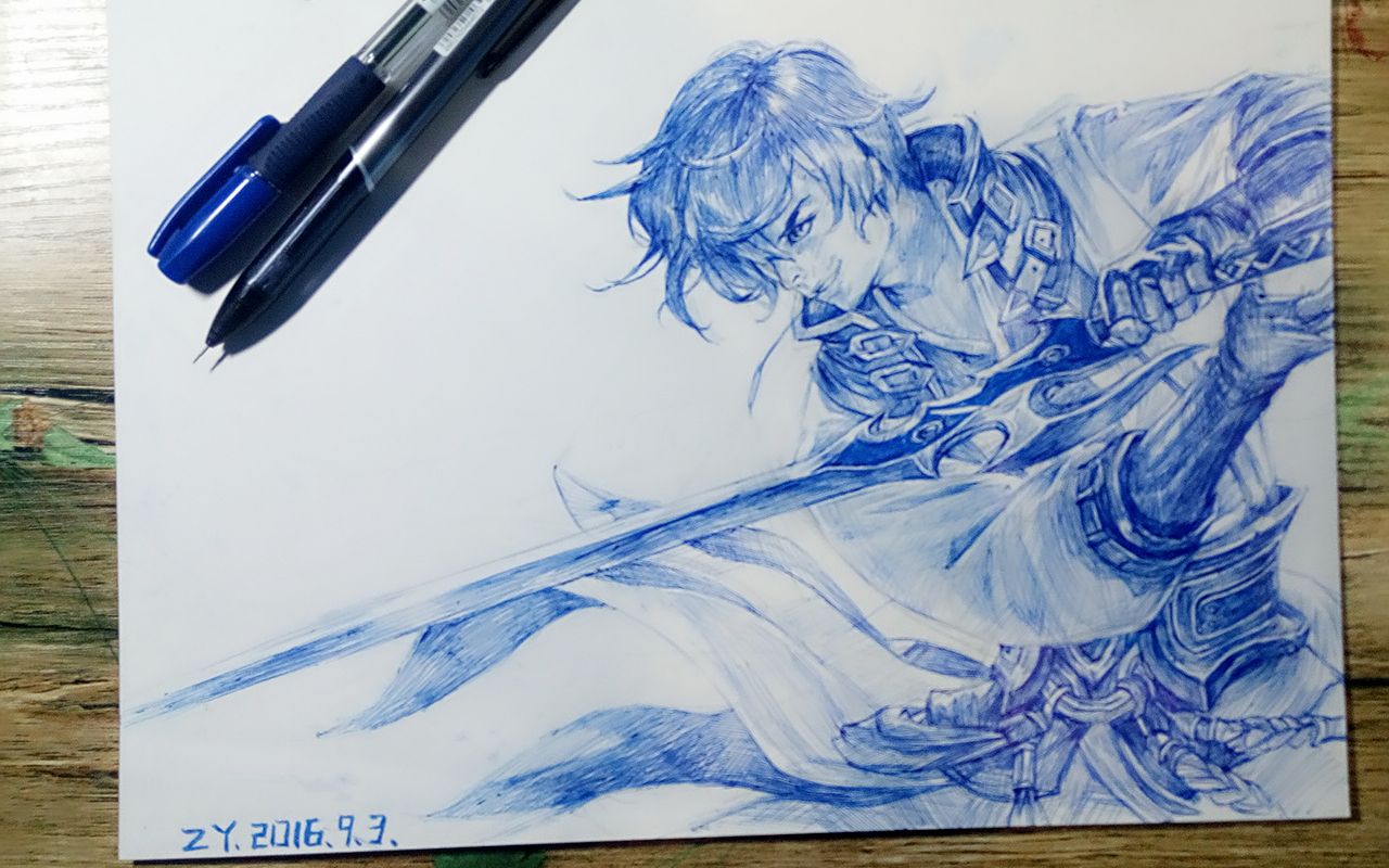 圆珠笔王者荣耀 青莲剑李白_绘画_生活_bilibili_哔哩哔哩