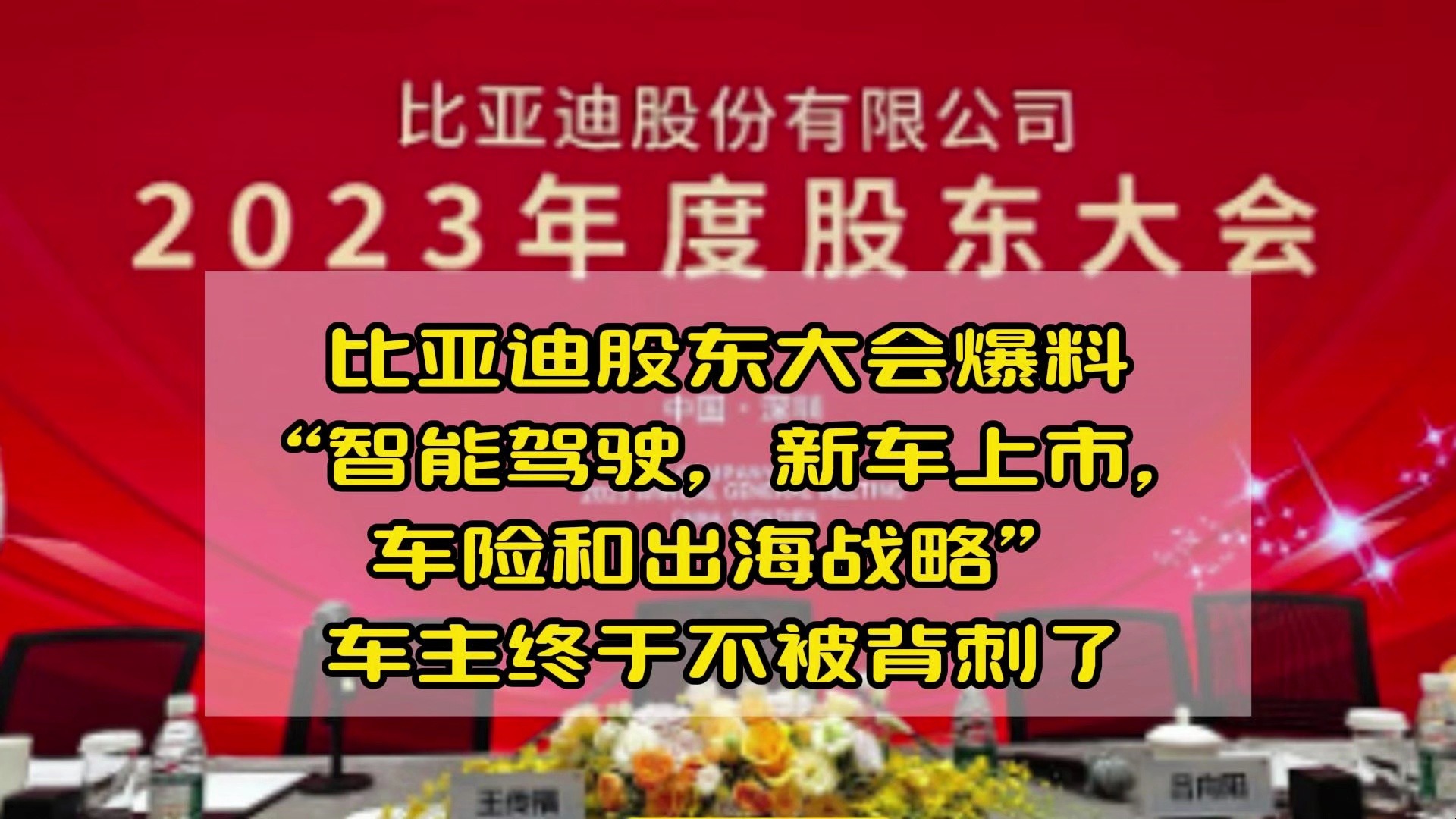 比亚迪股东大会爆料“智能驾驶,新车上市,车险和出海战略”车主终于不被背刺了哔哩哔哩bilibili